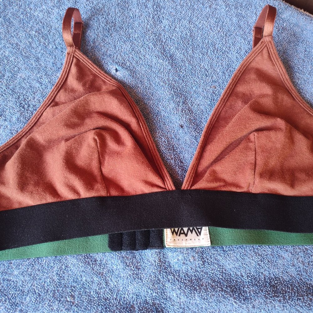 WAMA Hemp Triangle Bralette, Tan (Nude), XL,